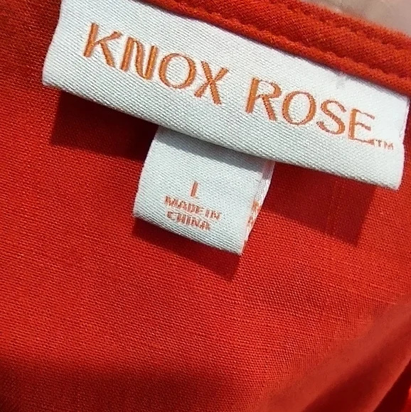 Knox Rose Women Dress Large Red Orange Tiered Ruffle Maxi Large - Picture 6 of 7